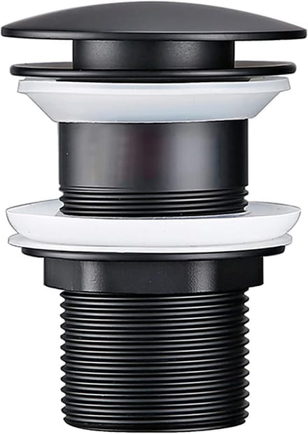 Afvoerstop - Stopkraan Waskom - Badkamer Afvoer - Zonder Overloop - 66mm Diameter - Zwart