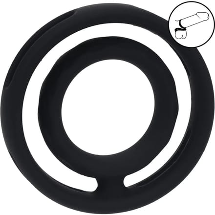 Classic Grooved Silicone Cock and Ball Ring - Black