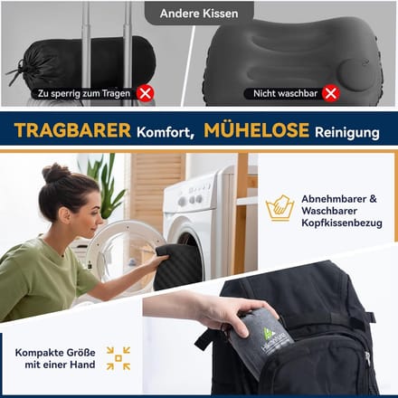 Opblaasbaar Kampeerkussen met Hoofdkussen - Compact en Comfortabel Reiskussen