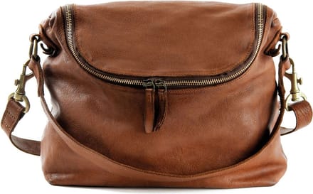 HAROLD'S Leren Schoudertas Submarine Zipperbag Cognac Bruine