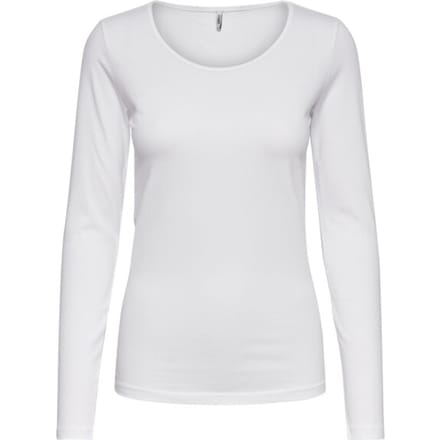 Only witte dames t-shirt   Ronde hals   Slim Fit   Duurzaam   Lange mouw Wit XL
