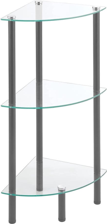 Hoekkastje met 4 planken - kastje van metaal en glas - Wit-Transparant