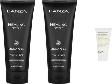 2x L'Anza Healing Style Mega Gel - Haargel - 200 ml + WILLEKEURIG Travel Size
