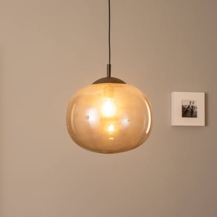 TK Lighting Hanglamp Vibe, grafietgrijs-transparant glas, Ø 35 cm