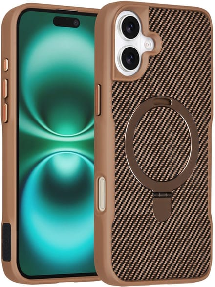 TUNIQ Back cover voor iPhone 16 Plus - MagSafe - Ingebouwde Ringstand - Goud