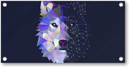 Abstracte Wolf - Tuinposter 200x100 - Wanddecoratie - Minimalist - Dieren