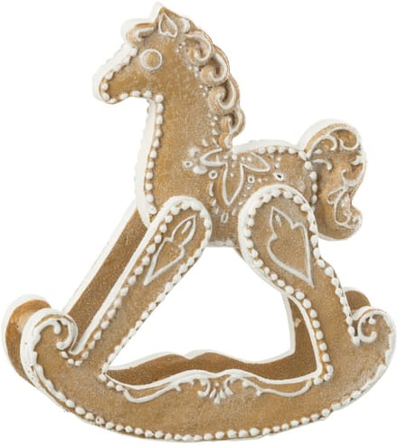 J-Line decoratie Peperkoek Rockende Paard - polyresin - beige/wit