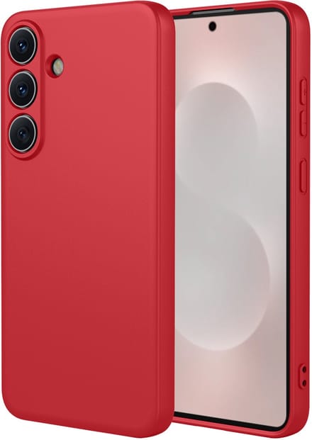 MobyDefend Hoesje - Geschikt voor Samsung Galaxy S26 - Matte Siliconen Backcover - Framboosrood