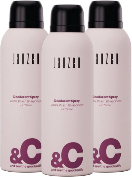 JANZEN Deodorant Spray &C Vanilla, Peach & Happiness 3-pack