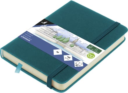 Kangaro schetsboek - A6 - dark turquoise - met elastiek en lint