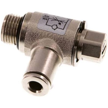 L-stuk Regelventiel 4 mm - G1/8'' Regeling-Uit Messing Sleufschroef