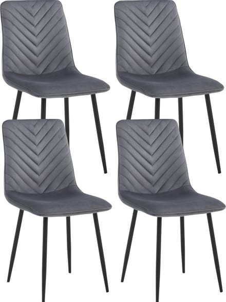 Colenis® - Senny Eetkamerstoel - Set Van 4 - Grijs - Fluweel - Velvet - Industrieel - Eetkamerstoelen