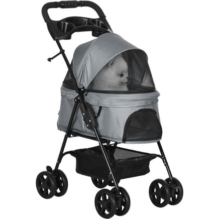 4goodz Hondenbuggy met Zonnedak en Opbergnet tot 4 kg - Grijs