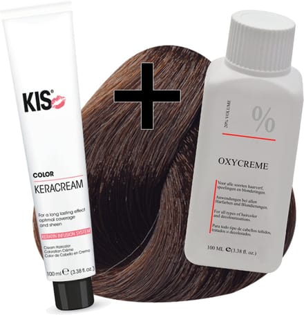 KIS haarverfset - 6E Donkerblond espresso  - haarverf & waterstofperoxide