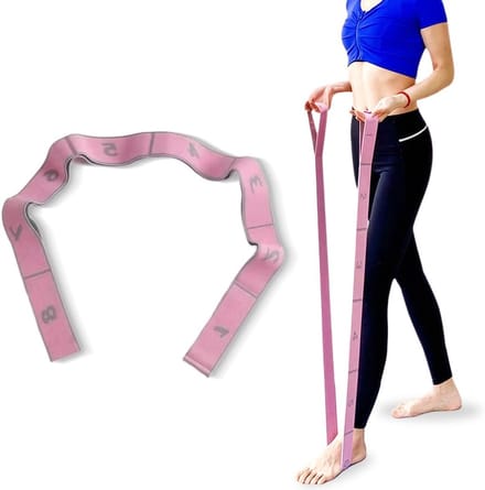 Yoga Sangle - Elastische Stretchband met 8 Vaste Lussen - 90cm Breedte 4cm