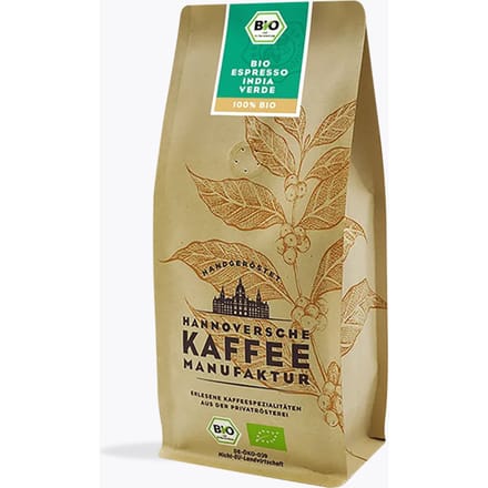 Hannoversche Kaffee Manufaktur Hannoversche Kaffeemanufaktur Espresso India Verde 1 kg   Ganze Bohne   India, Latijns-Amerika   80% Arabica 20%