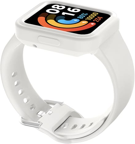 By Qubix - Siliconen band met case - Wit - Geschikt voor Xiaomi Redmi Watch 2 (Lite)