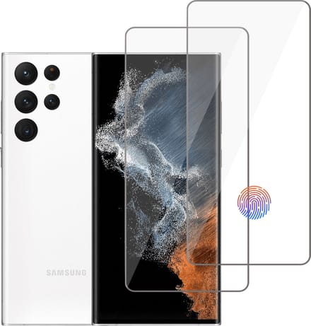 Geschikt voor Samsung S22 Ultra Screenprotector - Gehard Glas Full Screen Protector - Vingerafdrukscanner Gevoelig - 2 Stuks