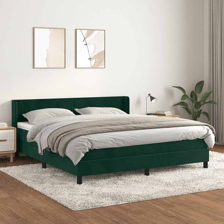 vidaXL - Boxspring - met - matras - fluweel - donkergroen - 180x200 - cm
