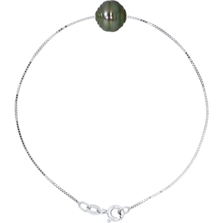 Chain Armband met Pearl Ringed TAHITI 10-11 mm 925