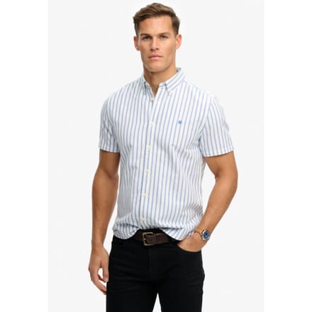Superdry Preppy Oxford Overhemd met Korte Mouwen Blue Grootte: M