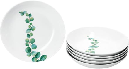 MamboCat MamboCat Set 6 eucalyptus soepborden porselein diepte 20,3 cm