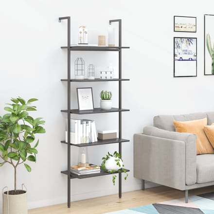 vidaXL - Ladderrek - met - 5 - schappen - 64x35x185 - cm - zwart