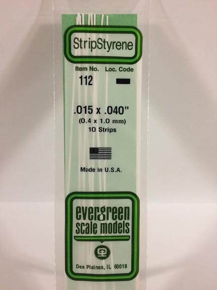 Evergreen Modelbouwdecoratie - 112 Strip 0,4mmX1,0mmX35cm - 10 stuks Styreen
