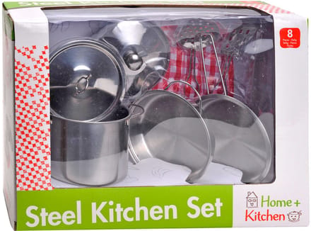 Home and Kitchen Stalen pannenset 8 delig