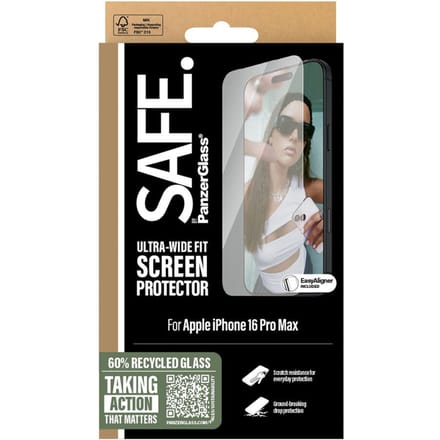 PanzerGlass Screenprotector geschikt voor Apple iPhone 16 Pro Max Glazen | PanzerGlass SAFE Screenprotector - Case Friendly