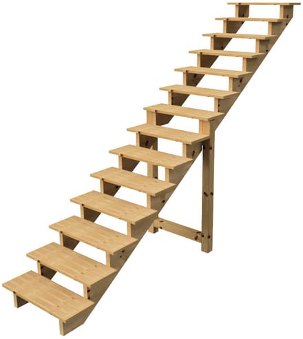 BERLIN Houten Buitentrap - 14 Open Treden 241 cm Hoog - 80 cm Breed