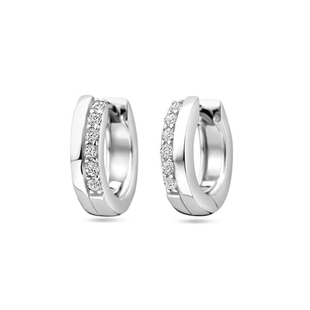 Glams klapoorringen zirkonia - 12.5 mm - Zilver
