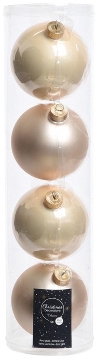 Decoris kerstballen - 12x st - licht champagne - D10 cm - glas - kerstversiering