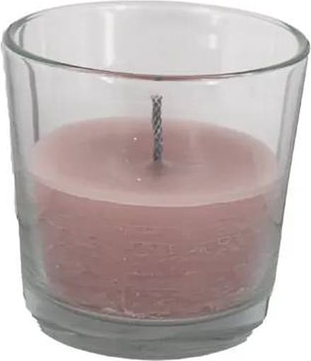 Cactula leuke buitenkaars in glas | oud roze | 16 x 15 cm | met extra dikke brandlont - M