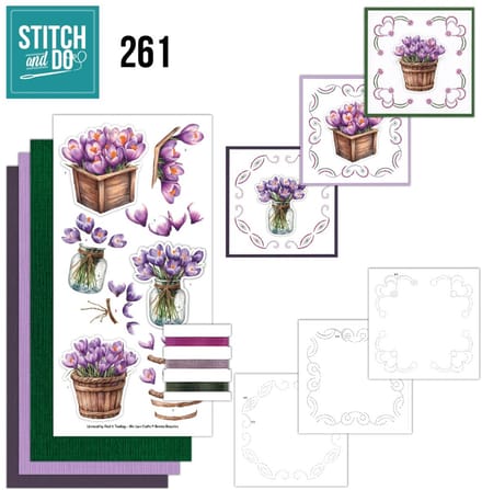 Set van 3 stitch and do pakketjes nr. 256,258 en 261 bloemen