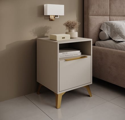 Meubella - Nachtkastje Xiano - Beige - 43 cm