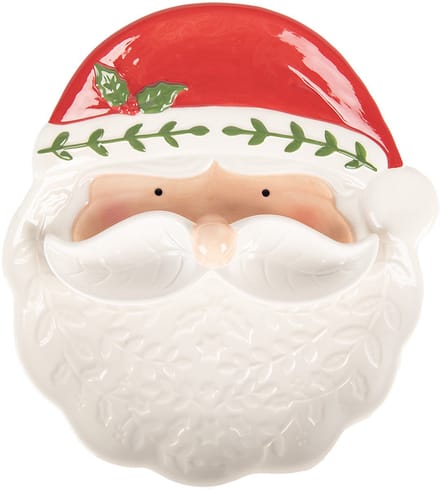 Clayre & Eef Decoratie schaal Kerstman 29x26x5 cm Wit Keramiek