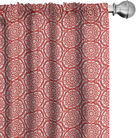 ABAKUHAUS Voorhangen – 2x75x175 cm – Rood-Wit Geometrisch