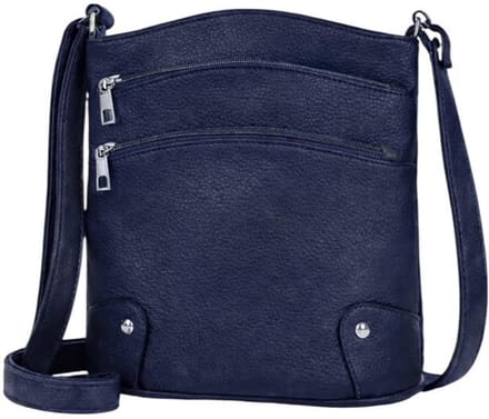 THL Design - Dames Schoudertas - Crossbody - Veel Ritsen - Compact - Donkerblauw