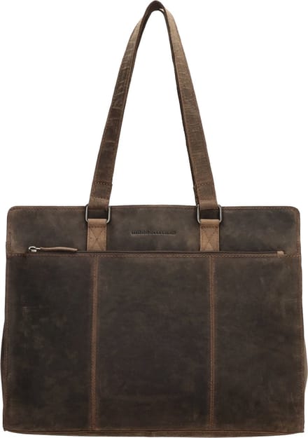 Hide & Stitches Idaho Laptoptas 15,6 inch (34.5x19.4 cm) - 100% Leer - Donkerbruin
