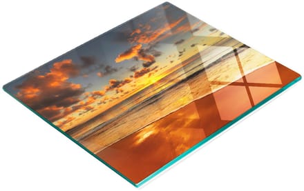 Gehard multifunctioneel decoratief glazen bord met strandzonmotief, 60x52 cm