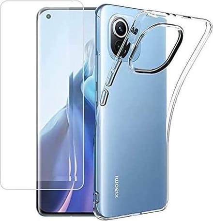 Silicone hoesje transparant met 2 Pack Tempered glas Screen Protector Geschikt voor: Xiaomi Mi 11