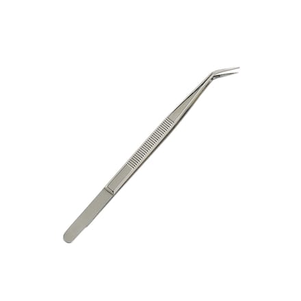 Hoekige pincet – met geharde punten – corrosiebestendig – ca. 16 cm lang