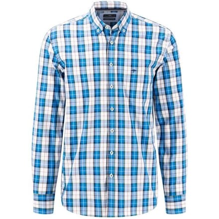 Fynch-Hatton Overhemd Combi Multi Checks Button Down Vibrant Blue / male