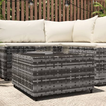 vidaXL - Salontafel - tuin - vierkant - 50x50x30 - cm - poly - rattan - grijs