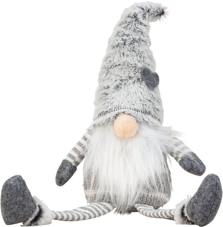 Kersthuisjebestellen - Stoffen Gnoom - Kerstkabouter met bungelbenen - H=22cm - Kerstversiering