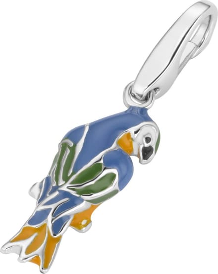 Charm | bedel | zilver | emaille | papagaai | hanger