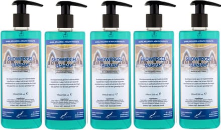 Douchegel Hamam 500 ml - set van 5 stuks - met gratis pomp - Showergel