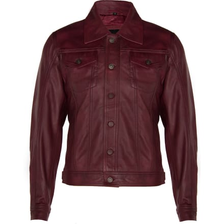 Trucker slim-fit leren overhemd-jeansjack