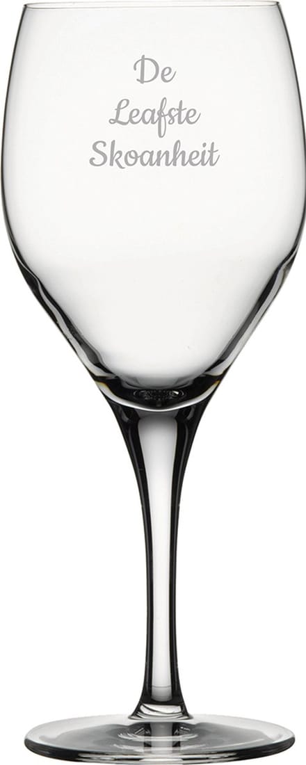 Gegraveerde witte wijnglas 34cl De Leafste Skoanheit